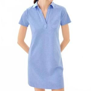 NEW LILLY PULITZER dune short sleeve dress - plus in heathered jacaranda blue